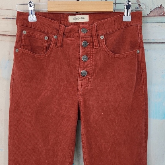 Madewell Cali Demi Bootcut Rust Corduroy Button Fly Front Fall Size 28 - Picture 3 of 9